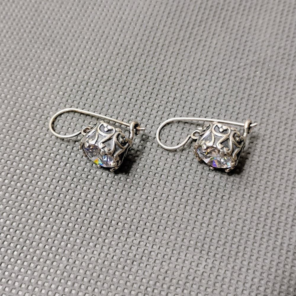Sterling Silver Crystal Drop Earrings